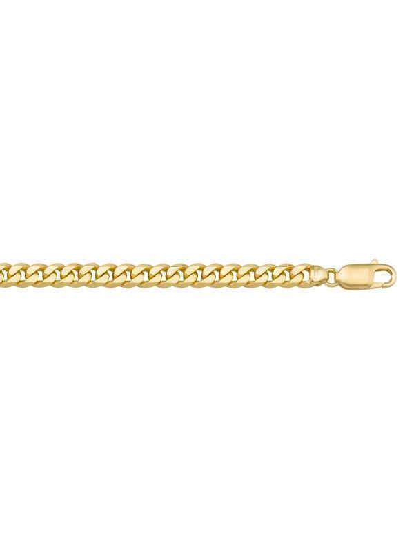 10K, 14K, 18K Yellow Gold Solid Flat Beveled Link Curb 5.4 mm Italian Chain