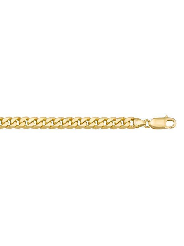 10K, 14K, 18K Yellow Gold Solid Flat Beveled Link Curb 6.0 mm Italian Chain