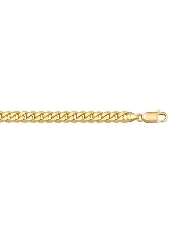 10K, 14K, 18K Yellow Gold Solid Flat Beveled Link Curb 6.0 mm Italian Bracelet