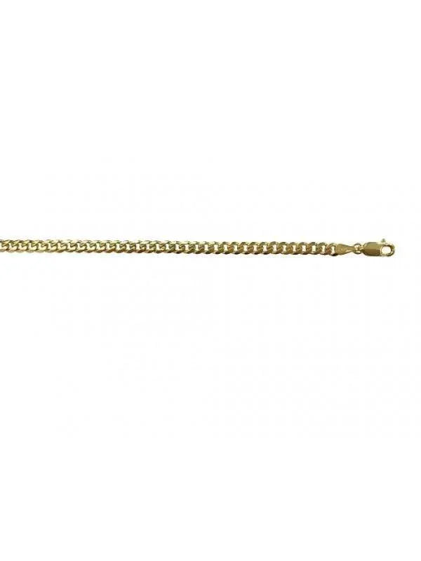 10K, 14K, 18K Yellow Gold Solid Domed Link Curb 3.5 mm Italian Chain