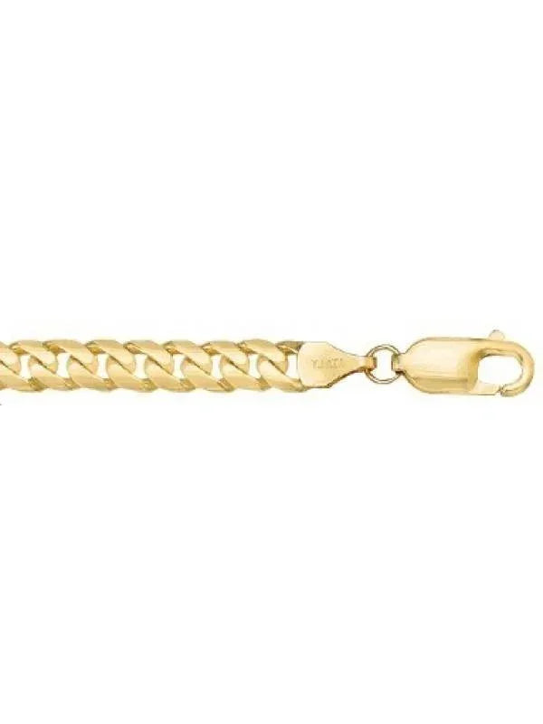 10K, 14K, 18K Yellow Gold Solid Domed Link Curb 5.1 mm Italian Chain