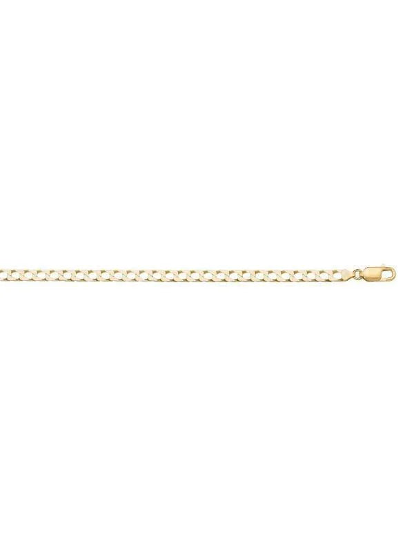 10K, 14K, 18K Yellow Gold Squared Link Curb 2.4 mm Italian Chain