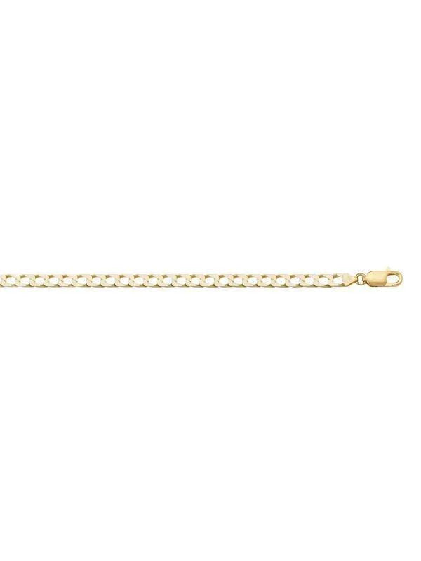 10K, 14K, 18K Yellow Gold Squared Link Curb 2.6 mm Italian Chain