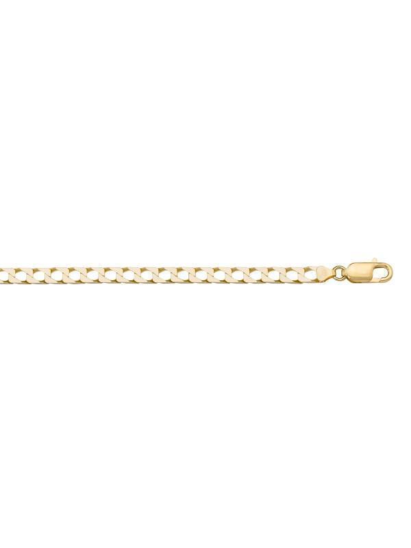 10, 14, 18 Karat Yellow Gold Squared Link Curb 3.4 mm Italian Bracelet