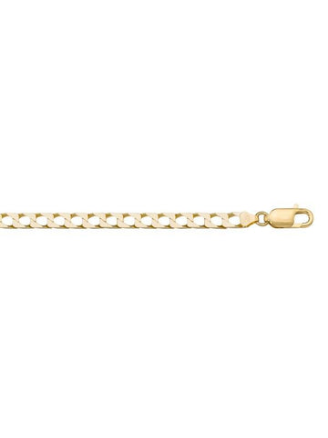 10, 14, 18 Karat Yellow Gold Squared Link Curb 4.1 mm Italian Bracelet