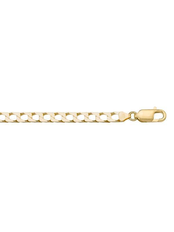 10, 14, 18 Karat Yellow Gold Squared Link Curb 5.0 mm Italian Chain