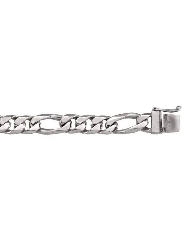 10, 14, 18 Karat White Gold Figaro Link 8.0 mm Bracelet