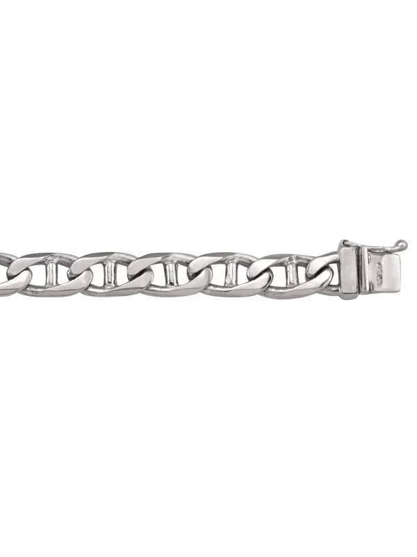 10, 14, 18 Karat White Gold Flat Anchor 8.2 mm Bracelet