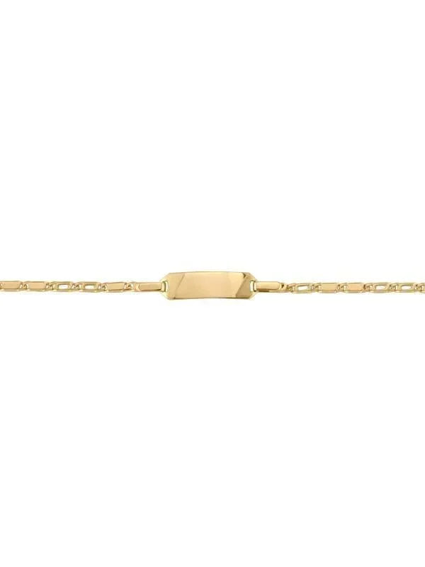 10, 14, 18 Karat Yellow Gold 2.0 mm Italian Baby Id Bracelet