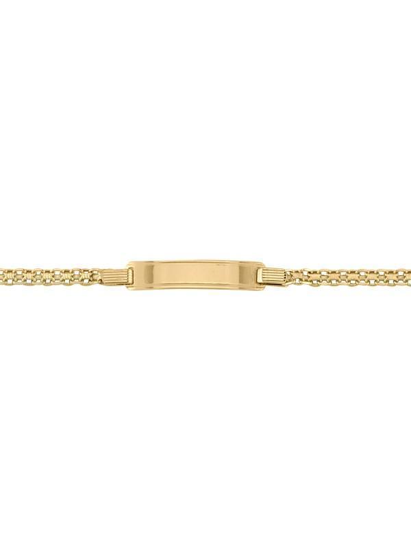 14 Karat Yellow Gold Solid Bismark 3.1 mm Italian Id Bracelet