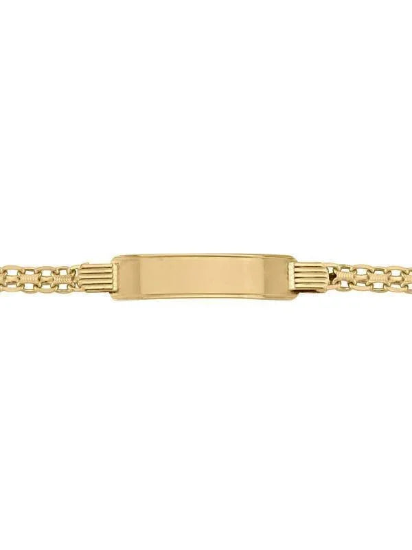 14 Karat Yellow Gold Solid Bismark 5.0 mm Italian Mens Id Bracelet