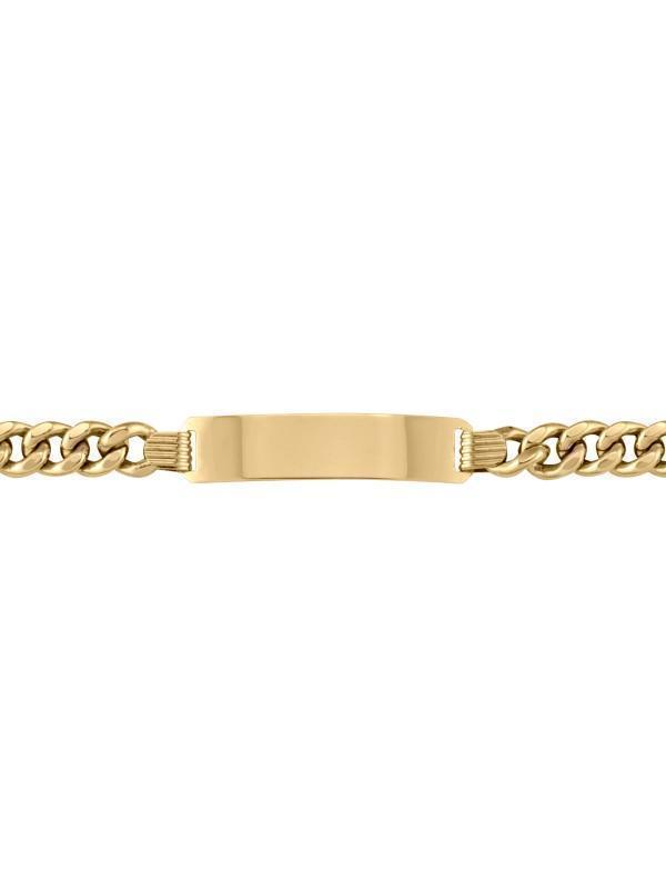 10, 14, 18 Karat Yellow Gold Hollow Curb 6.6 mm Italian Mens Id Bracelet