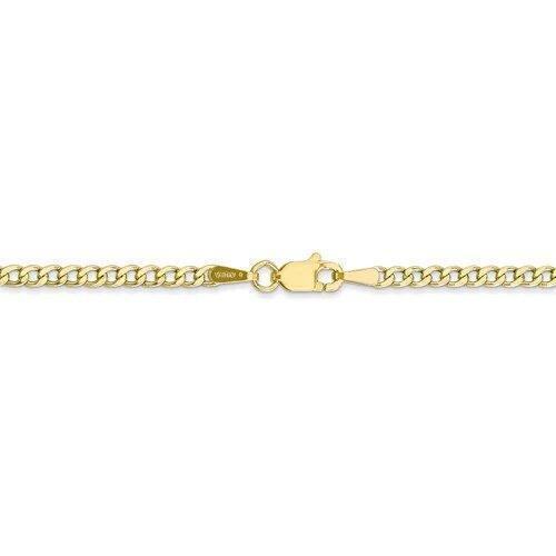 10K, 14K Yellow Gold Solid Open Link Curb 2.4 mm Italian Anklet