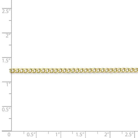 10k, 14k Yellow Gold Solid Open Link Curb 2.4 mm Italian Anklet