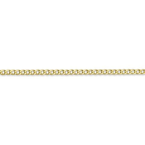 10k, 14k Yellow Gold Solid Open Link Curb 2.4 mm Italian Anklet