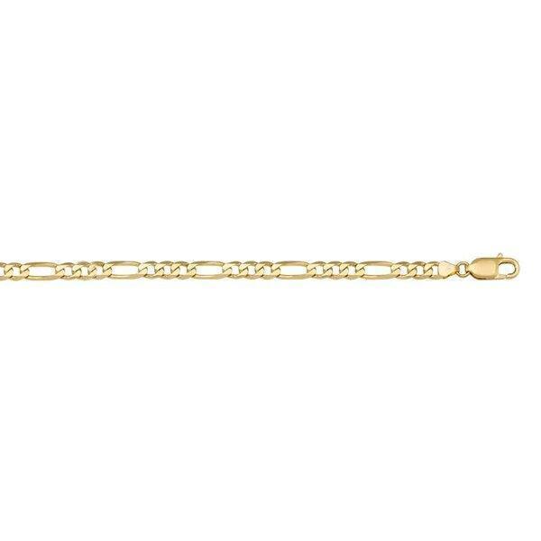 10K, 14K Yellow Gold Figaro Link 2.4 mm Italian Anklet