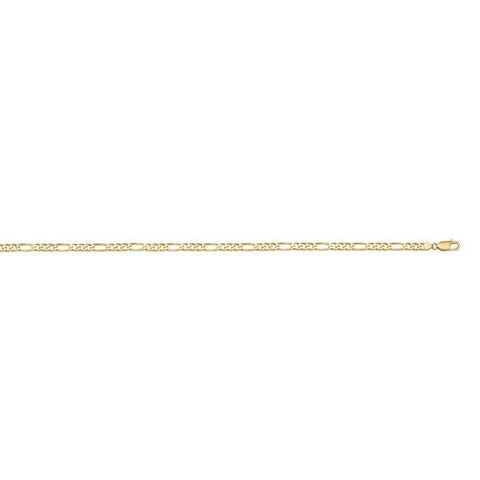 10K, 14K Yellow Gold Figaro Link 2.4 mm Italian Anklet