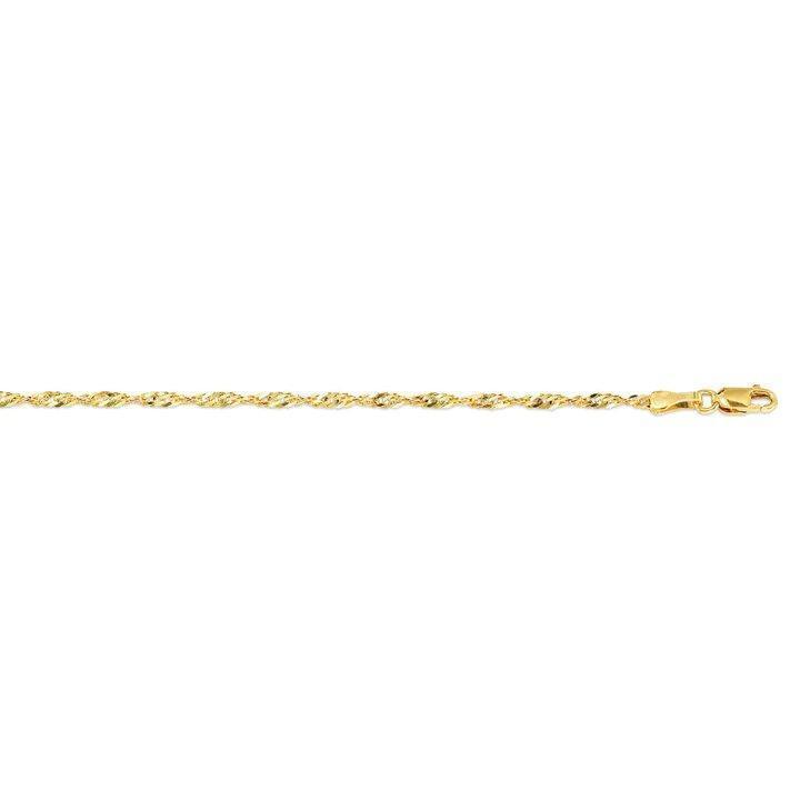 10K Yellow Gold 2.3 mm Singapore Italian Anklet