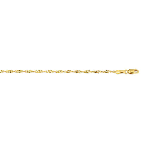 10k Yellow Gold 2.3 mm Singapore Italian Anklet