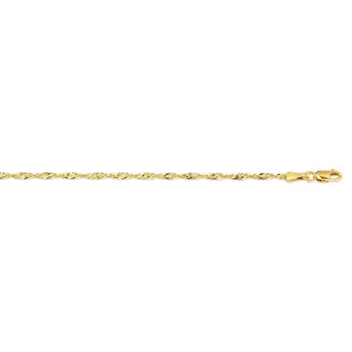 10K Yellow Gold 2.3 mm Singapore Italian Anklet