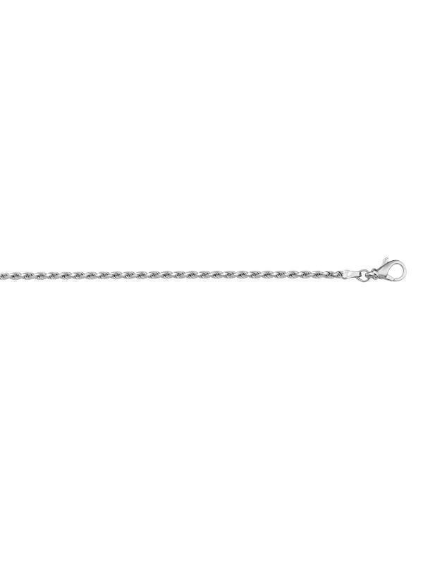 10K, 14K White Gold Solid Diamond Cut Rope 1.3 mm Italian Anklet