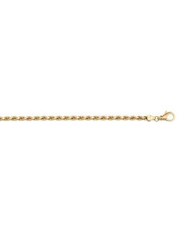 10k, 14k Yellow Gold Solid Diamond Cut Rope 1.8 mm Italian Anklet