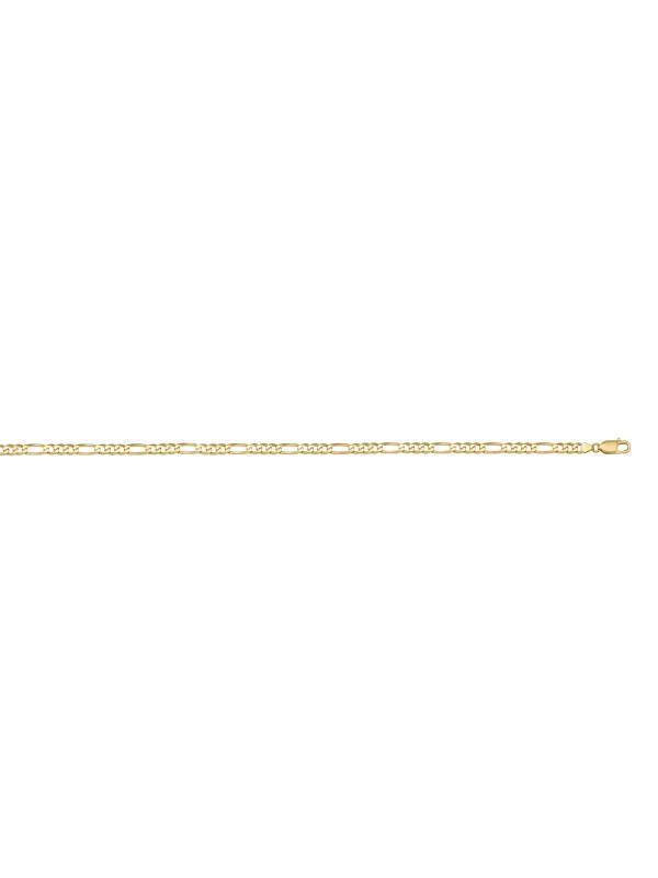 10K, 14K, 18K Yellow Gold Figaro Link 2.4 mm Italian Chain