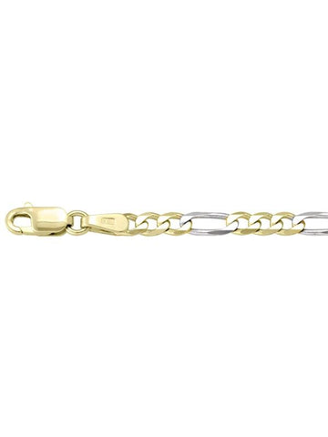 10k, 14k, 18k Two Tone Figaro Link 3.1 mm Italian Gold Chain