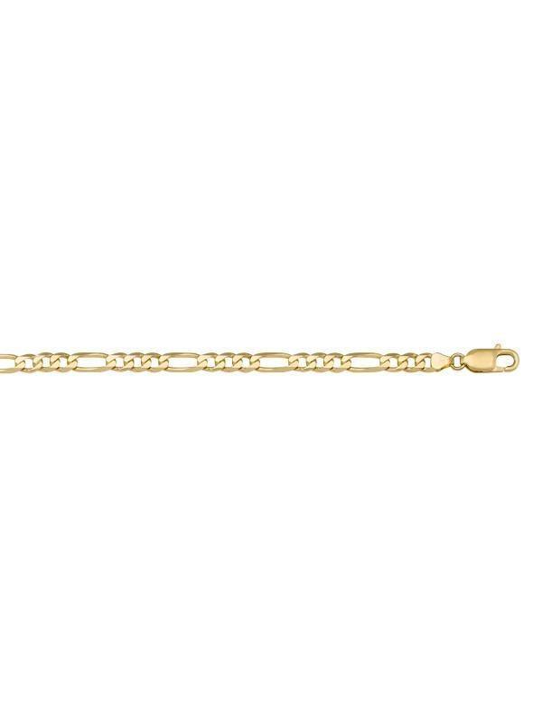 10K, 14K, 18K Yellow Gold Figaro Link 5.1 mm Italian Bracelet