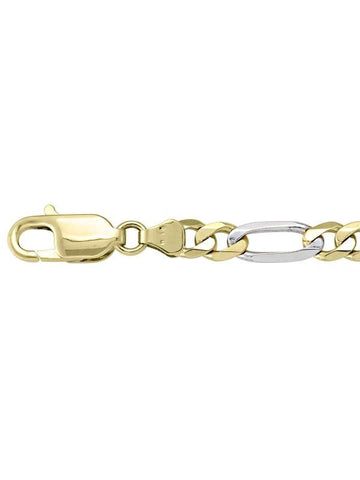 10k, 14k, 18k Two Tone Figaro Link 5.7 mm Italian Gold Chain