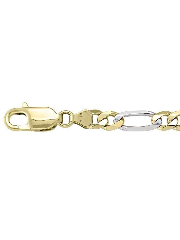 10K, 14K, 18K Two Tone Figaro Link 5.7 mm Italian Gold Bracelet