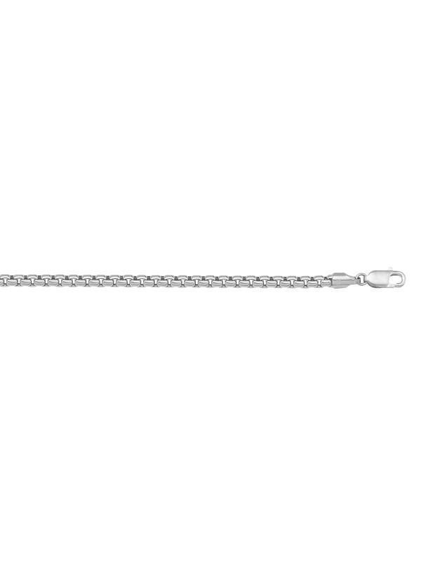 10K, 14K, 18K White Gold Hollow Box 2.5 mm Italian Chain