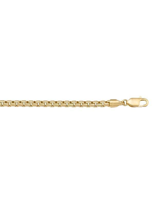 10K, 14K, 18K Yellow Gold Hollow Box 3.6 mm Italian Chain