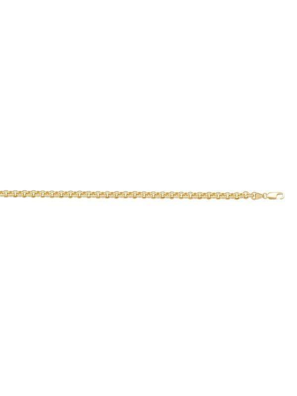10K, 14K, 18K Yellow Gold Hollow Rolo 2.9 mm Italian Bracelet