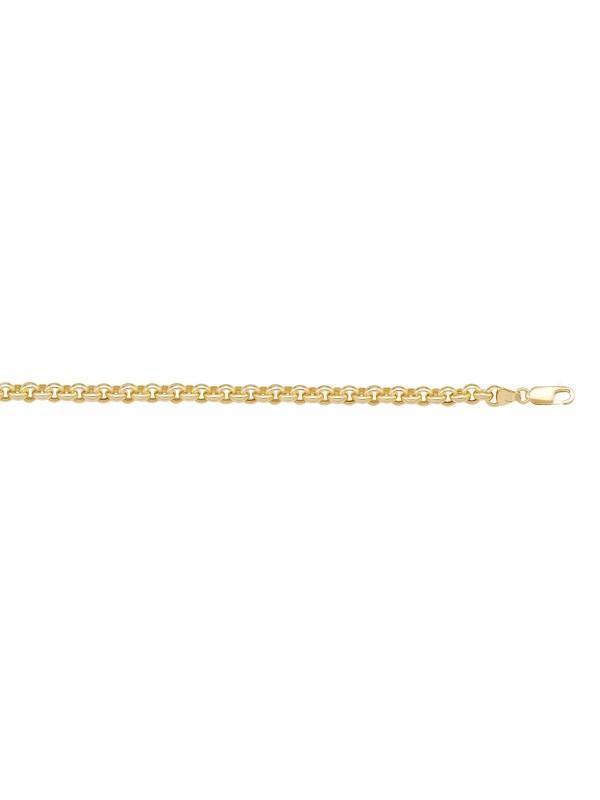 10K, 14K, 18K Yellow Gold Hollow Rolo 3.8 mm Italian Chain