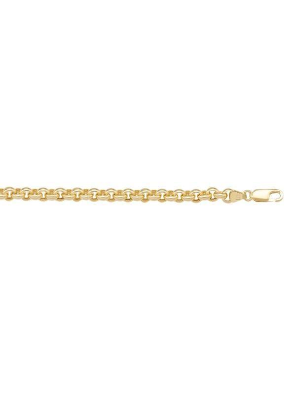 10K, 14K, 18K Yellow Gold Hollow Rolo 5.3 mm Italian Bracelet