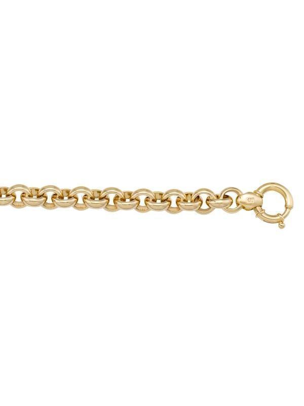14K, 18K Yellow Gold Hollow Rolo 7.7 mm Italian Bracelet