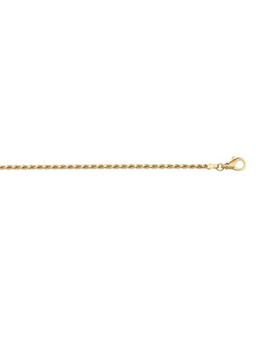 10K, 14K, 18K Yellow Gold Solid Diamond Cut Rope 1.3 mm Italian Chain