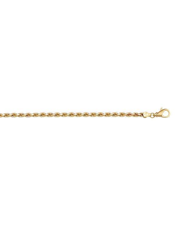 10, 14, 18 Karat Yellow Gold Solid Diamond Cut Rope 1.8 mm Italian Bracelet