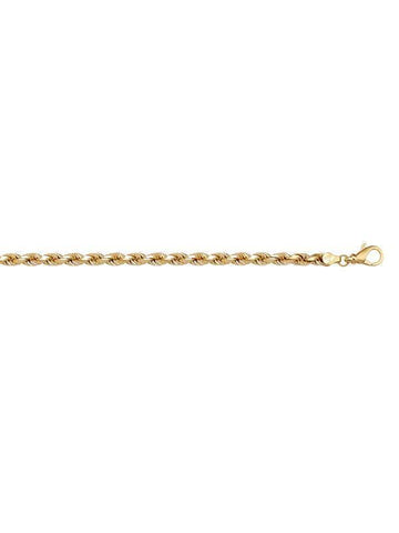 10K, 14K, 18K Yellow Gold Solid Diamond Cut Rope 2.3 mm Italian Chain