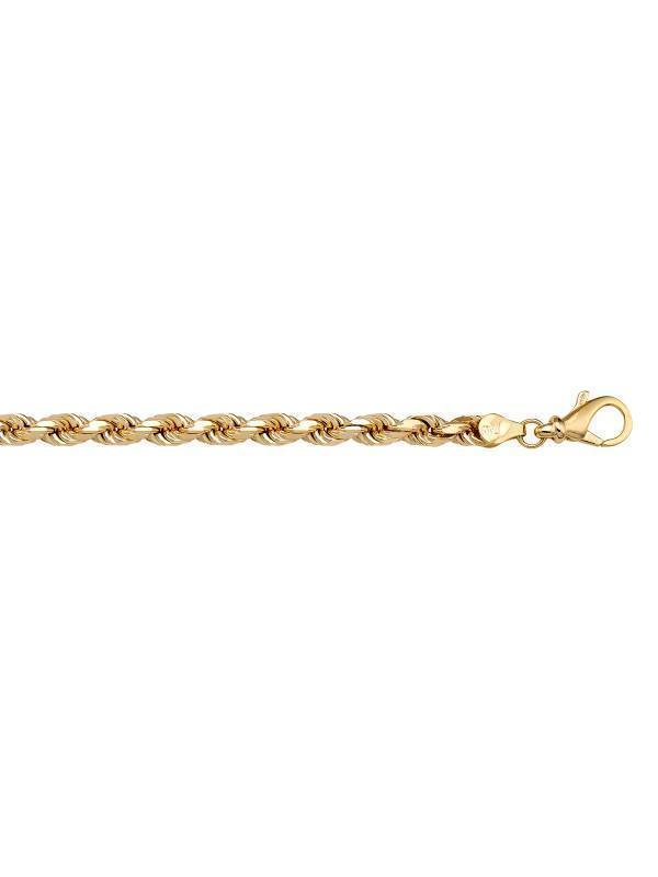 10K, 14K, 18K Yellow Gold Solid Diamond Cut Rope 3.5 mm Italian Chain