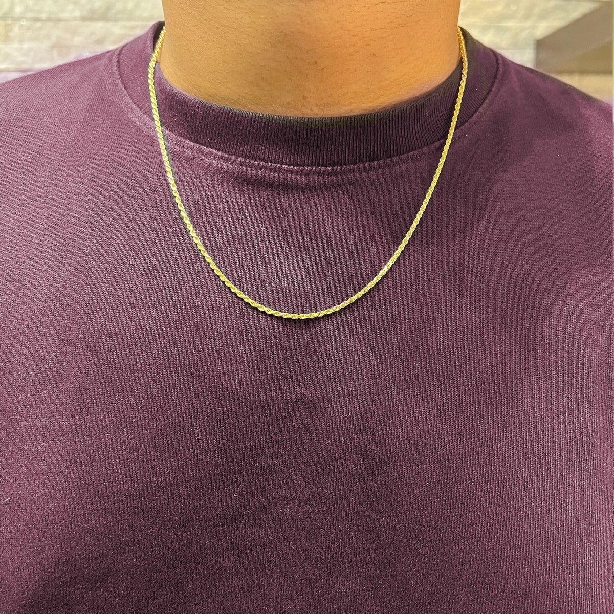 10K, 14K, 18K Yellow Gold Solid Diamond Cut Rope 3.5 mm Italian Chain