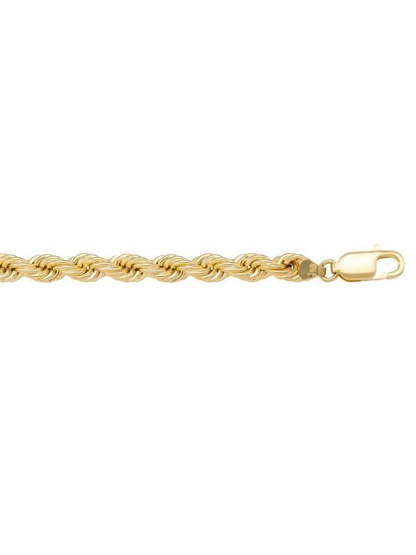 10K, 14K, 18K Yellow Gold Hollow Rope 5.0 mm Italian Chain