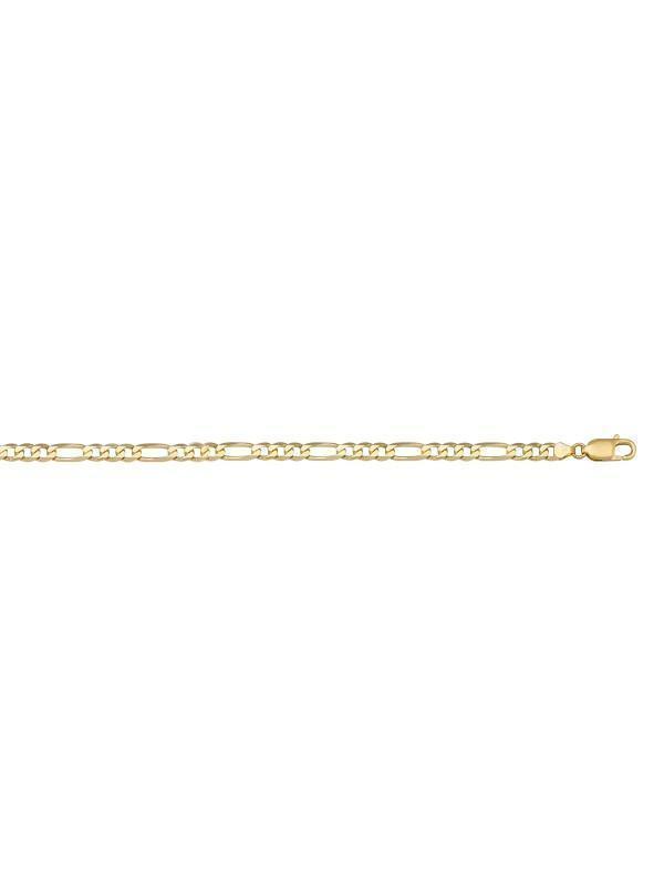 10K, 14K, 18K Yellow Gold Hollow Figaro 3.7 mm Italian Chain
