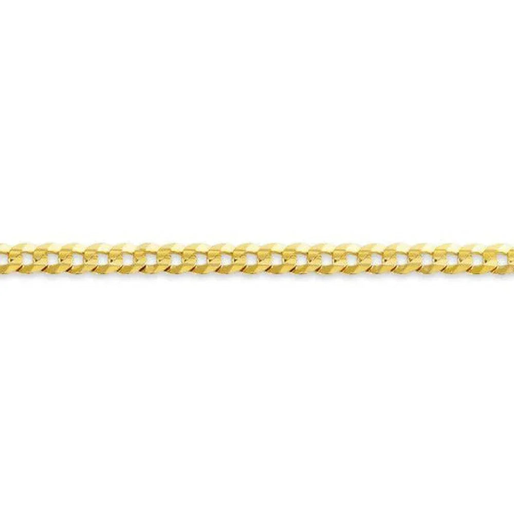 10, 14, 18 Karat Yellow Gold Hollow Curb 3.0 mm Italian Bracelet