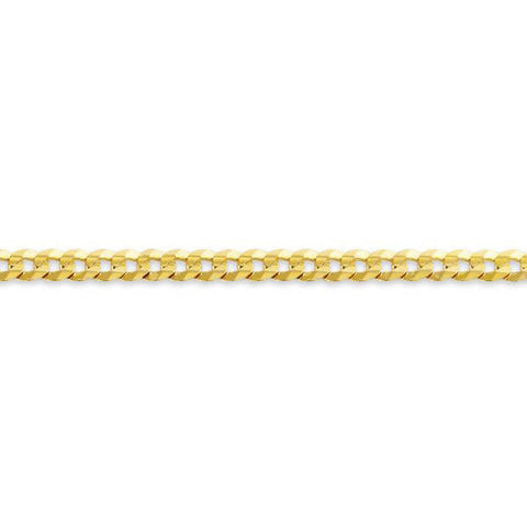 10, 14 Karat Yellow Gold Hollow Curb 3.0 mm Italian Bracelet