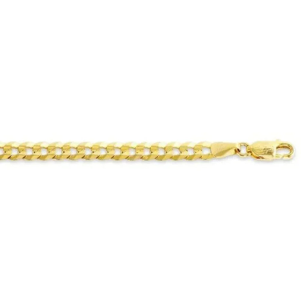 10, 14, 18 Karat Yellow Hollow Curb 3.5 mm Italian Bracelet