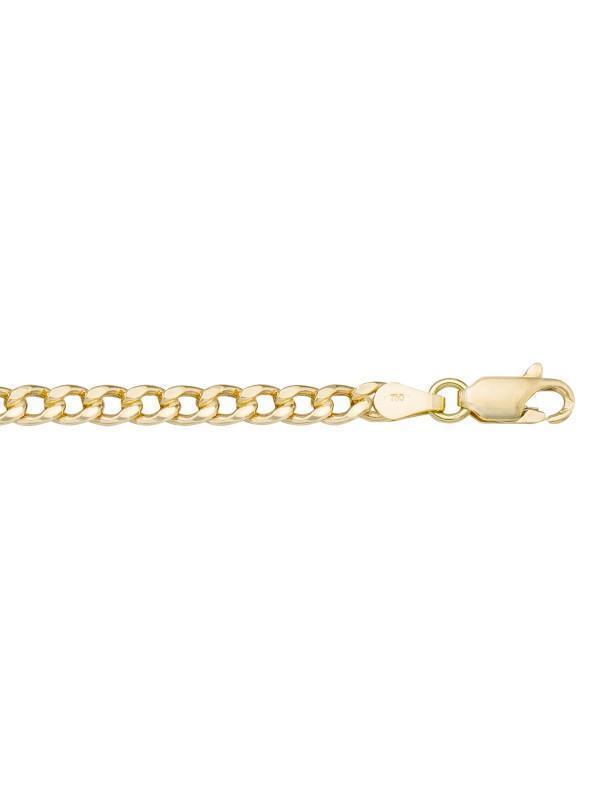 10K, 14K, 18K Yellow Gold Hollow Curb 3.5 mm Italian Chain