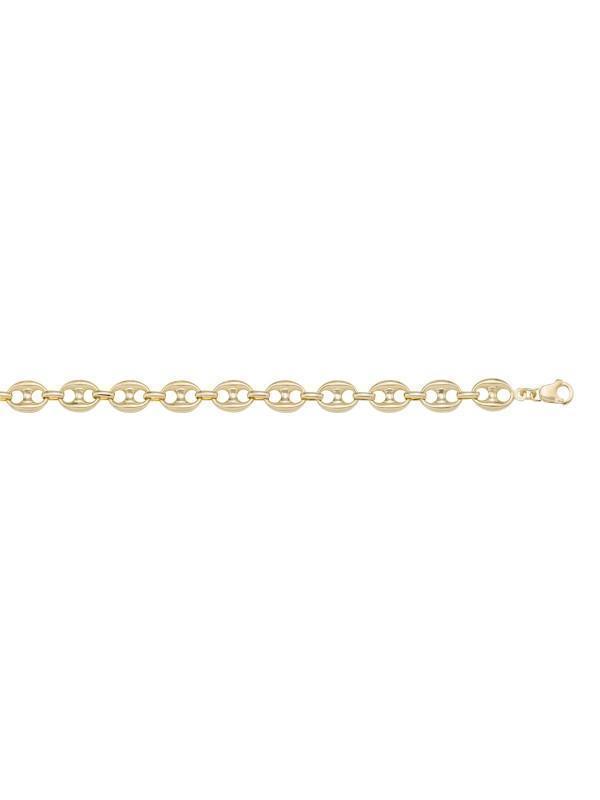 10, 14, 18 Karat Yellow Gold Hollow Puffed Anchor 5.0 mm Italian Bracelet