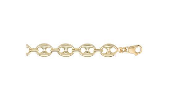 10, 14, 18 Karat Yellow Gold Hollow Puffed Anchor 11.0 mm Italian Bracelet